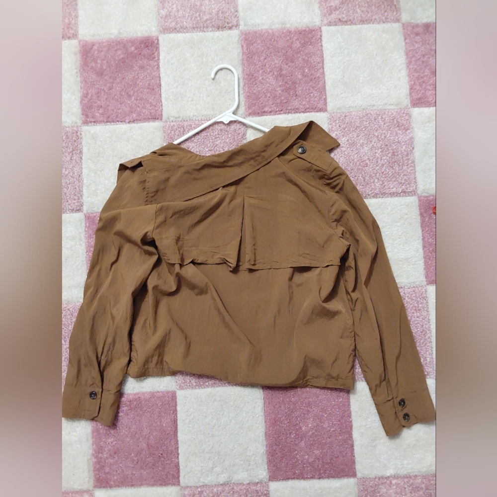 Brown Women's Top. Light outer layer button up, perfect for pairing with a tank